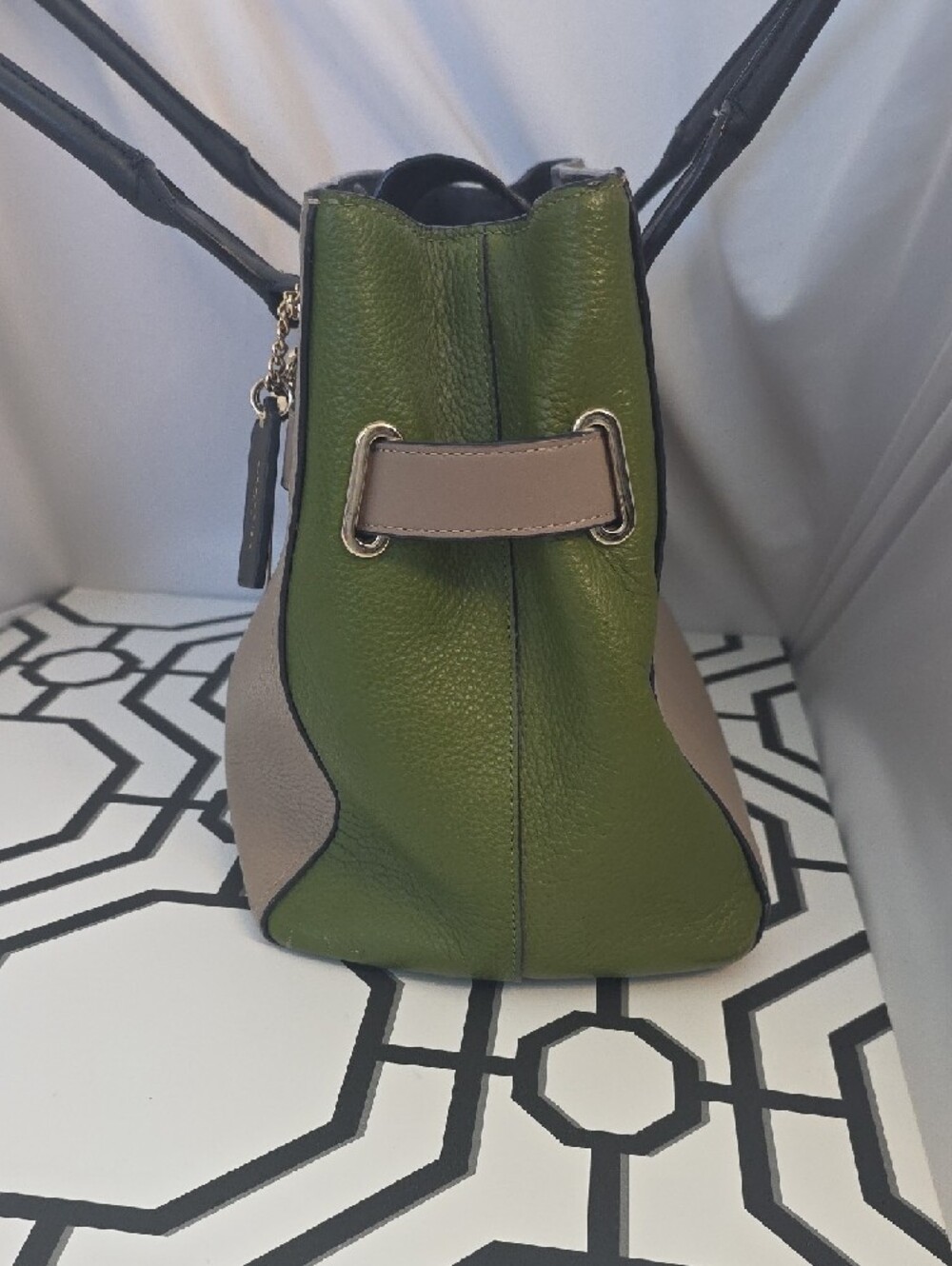 Coach Taupe, Green & Navy with Gold Hardware - Picture 4 of 9